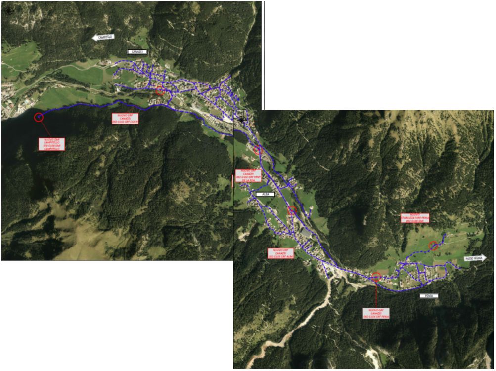 mappa metanodotto Canazei in Trentino